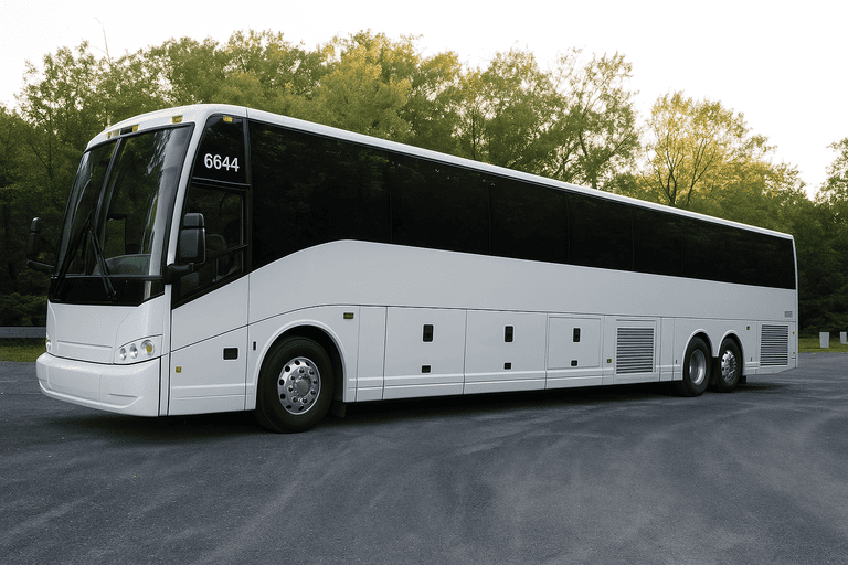 exterior of Charter Bus Rental Roselle coach bus